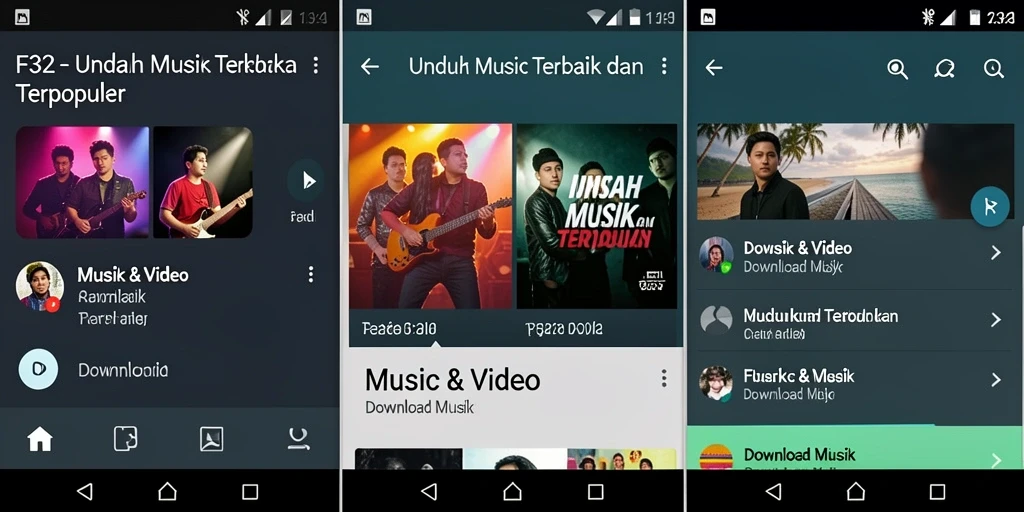 Antarmuka aplikasi F32 untuk Download Musik yang mudah digunakan.