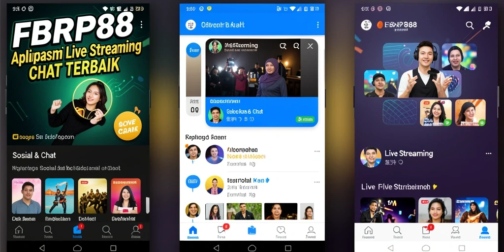 Antarmuka FBRP88 menampilkan fitur Live Streaming yang interaktif dan menarik.