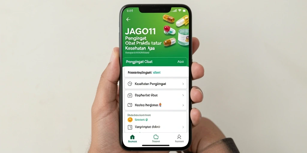 Tampilan antarmuka pengguna pengingat obat JAGO11 yang intuitif.