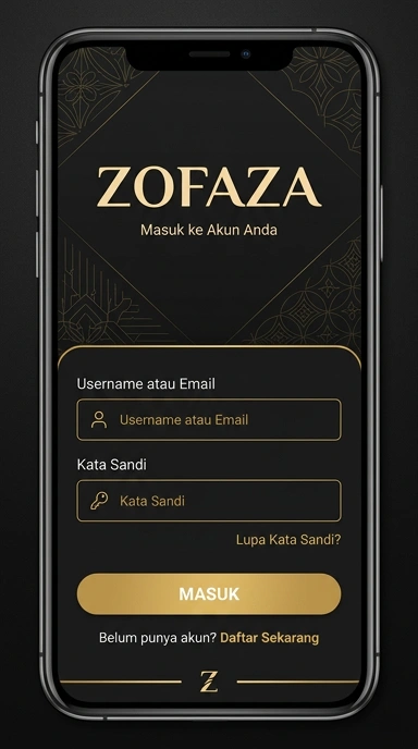 Tampilan halaman login zofaza